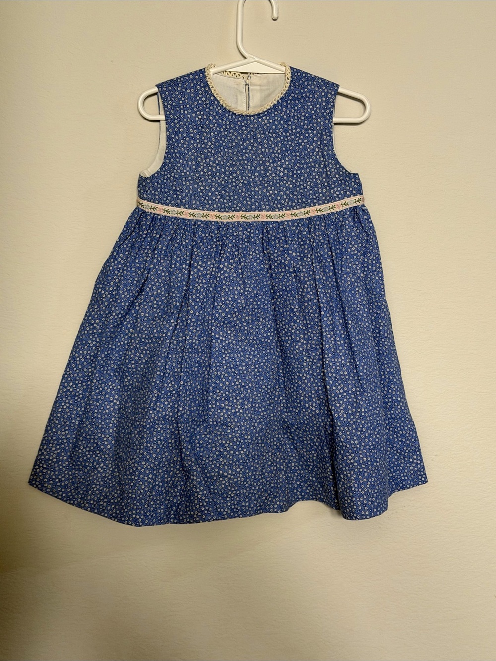 Blue Floral Sleeveless Girls' Dress